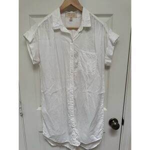 Cloth & Stone White Cap Sleeve Shirt Dress Size XS Tencel Beachy Tunic